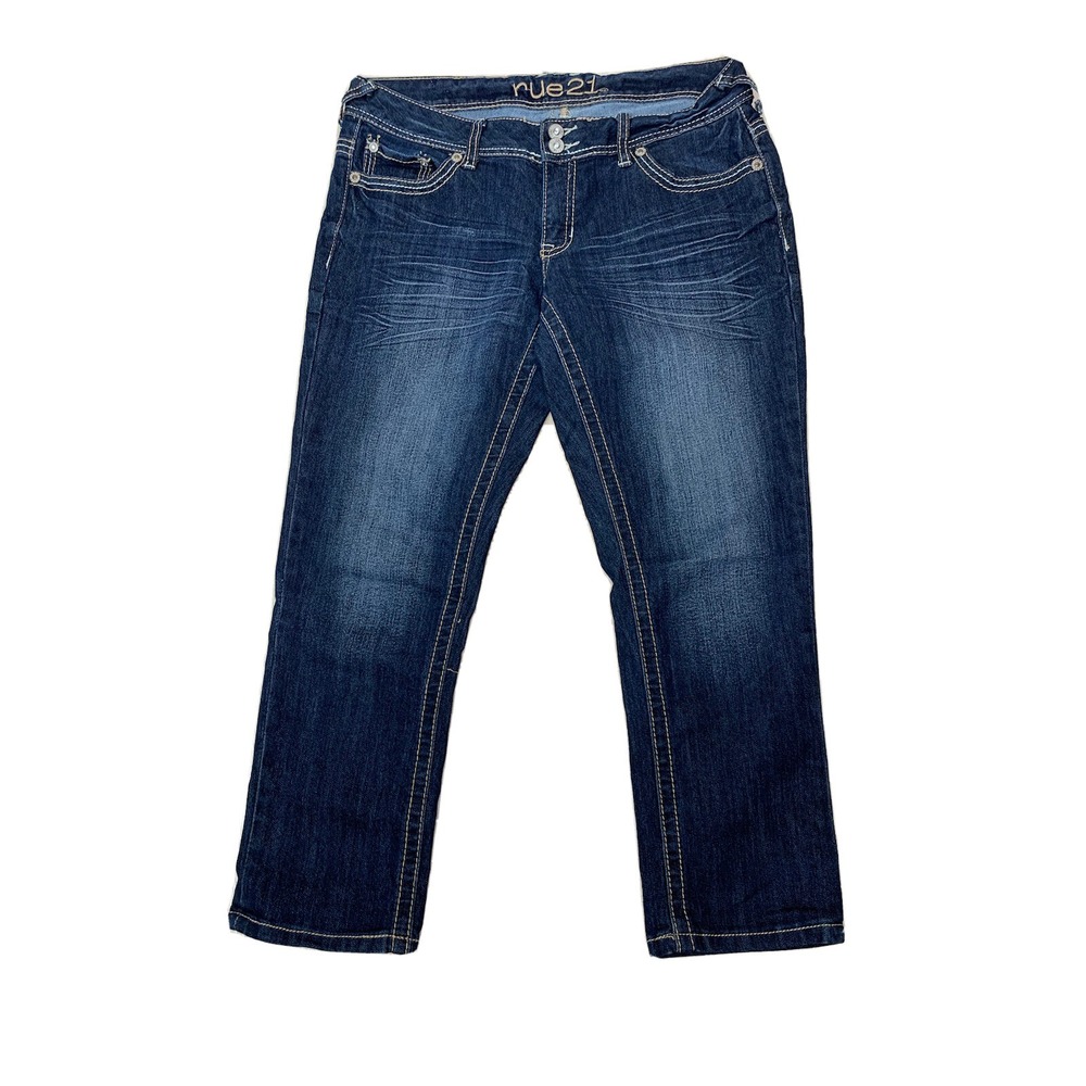 Rue 21 Women's jeans Sz 9/10  Cropped Blue Denim‎ RN 70829